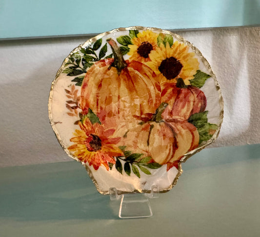 Pumpkin & Sunflower Shell Trinket Dish