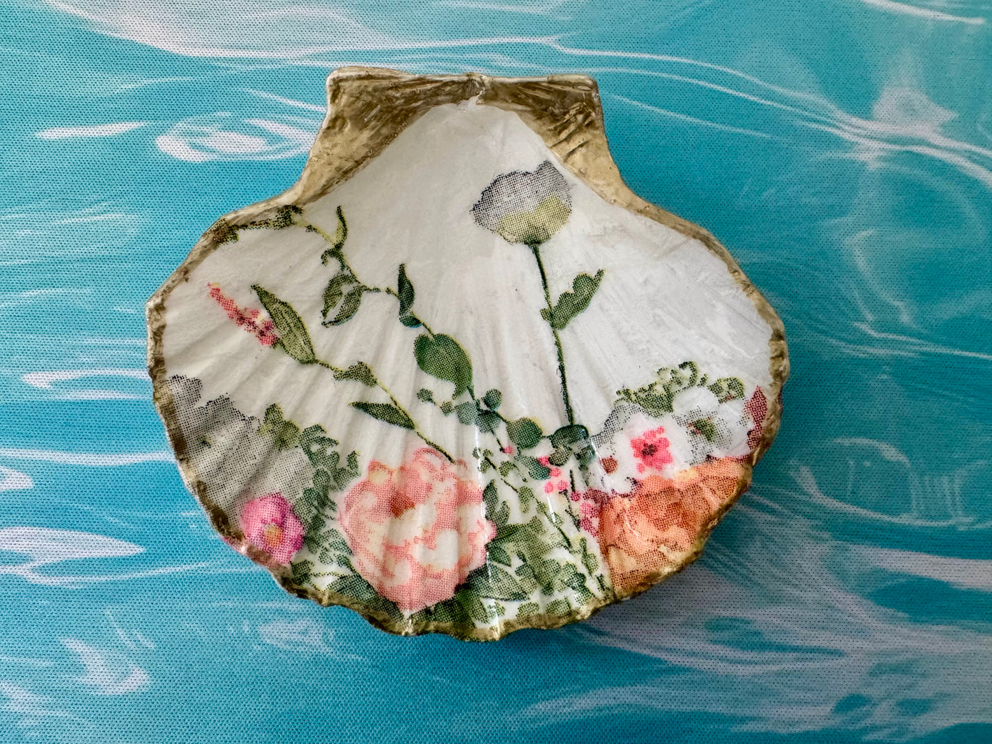 Shell Trinket Dish - Floral Garden 2