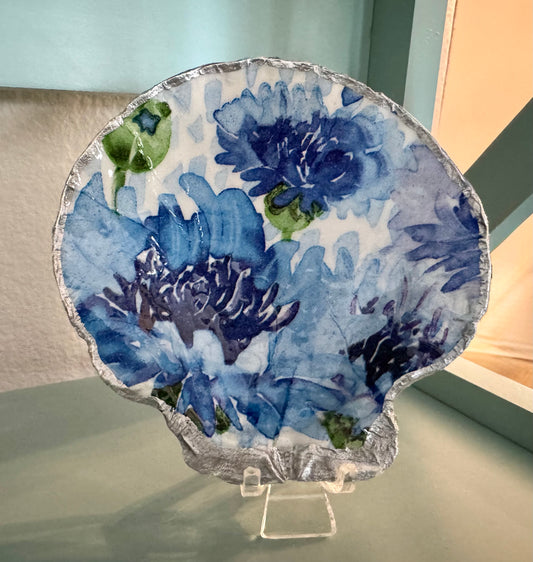 Blue flower Shell Trinket Dish