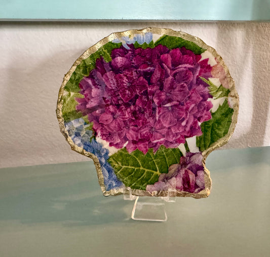Pink Hydrangea Shell Trinket Dish