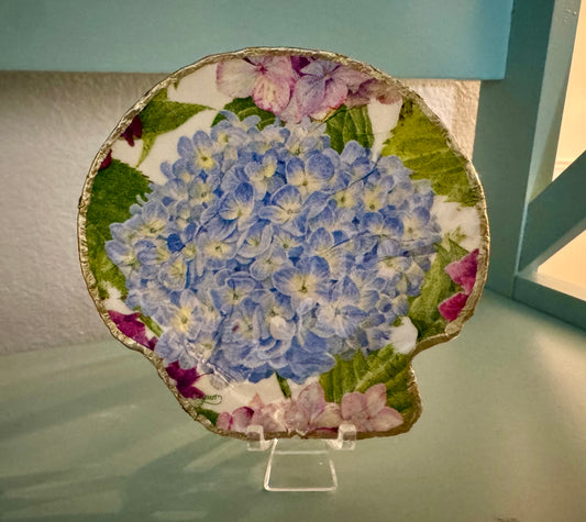 Blue Hydrangea Shell Trinket Dish