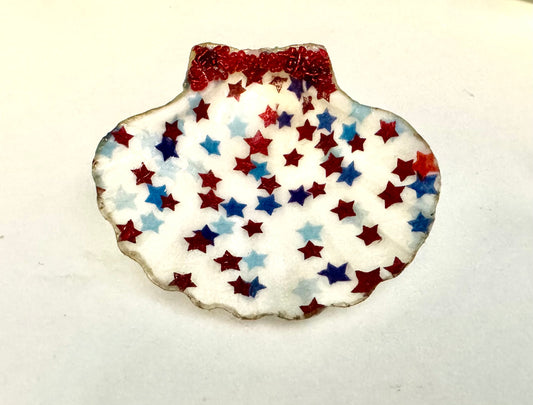 Shell Trinket Dish - Patriotic Stars