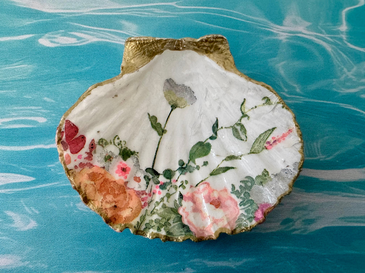 Shell Trinket Dish - Floral Garden 1