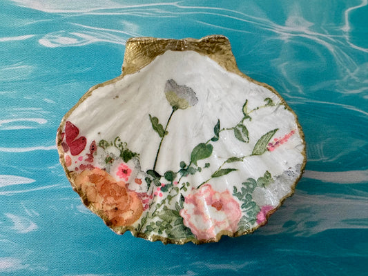 Shell Trinket Dish - Floral Garden 1