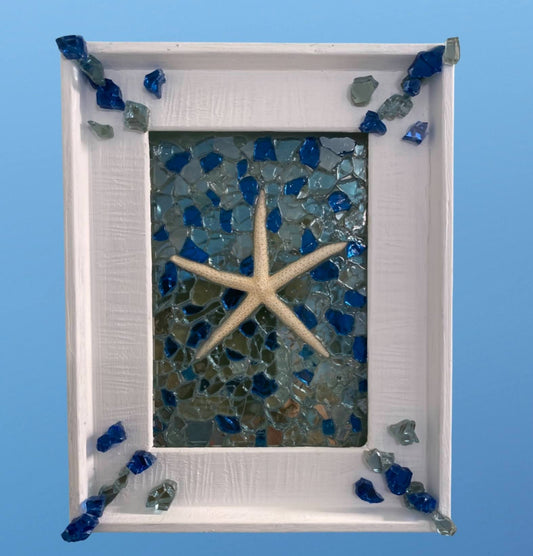 Mosaic Fire Glass Wall Hanging with Starfish
