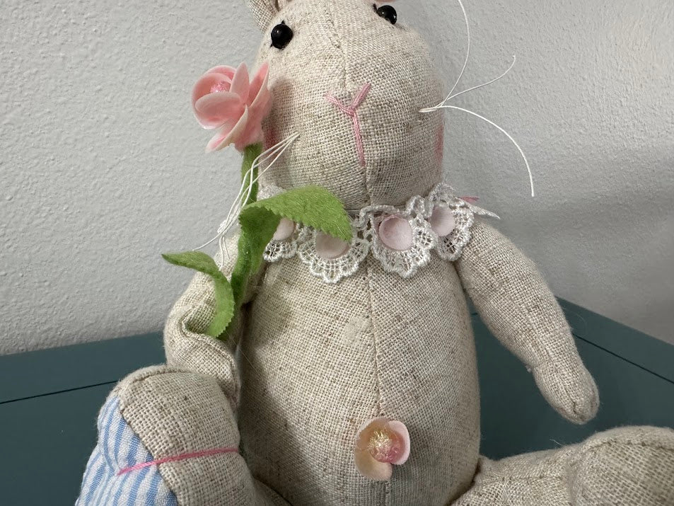Coastal Easter Bunny Rabbit with Sea Shell Flowers