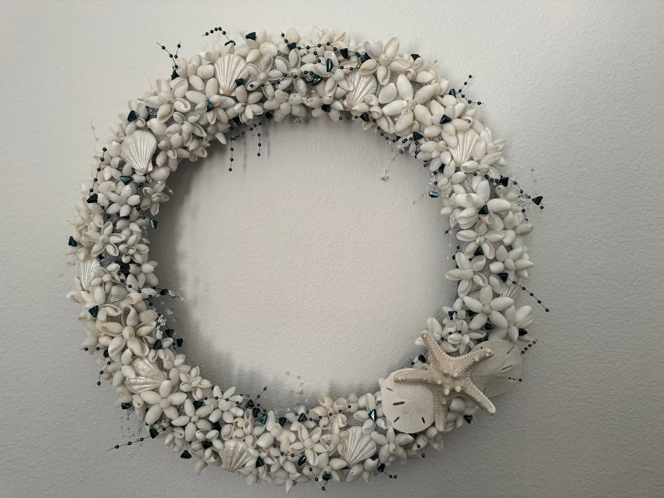 17" Coastal Seashell Flower Wreath