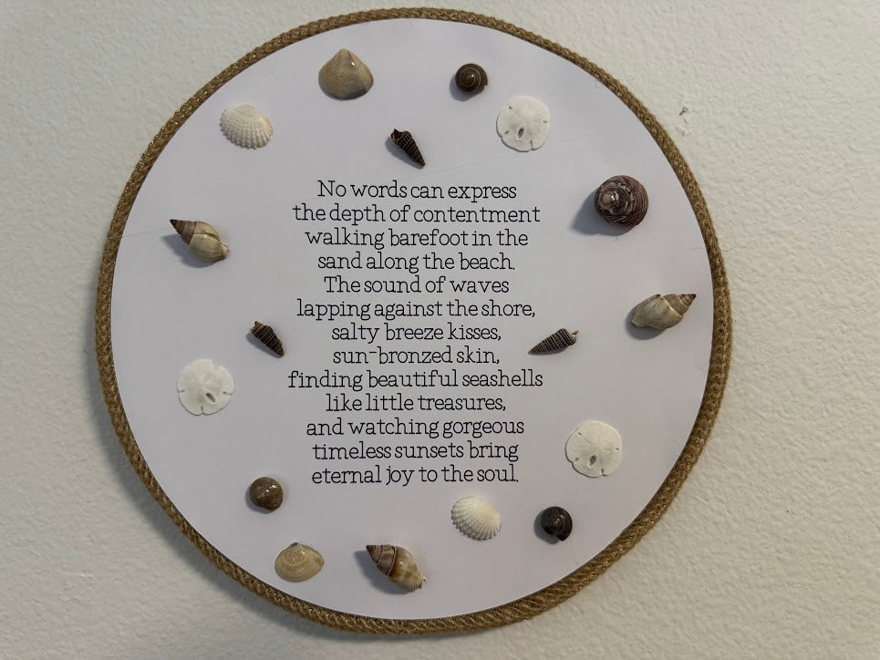 10" Coastal Saying Wall Hanging with Shells