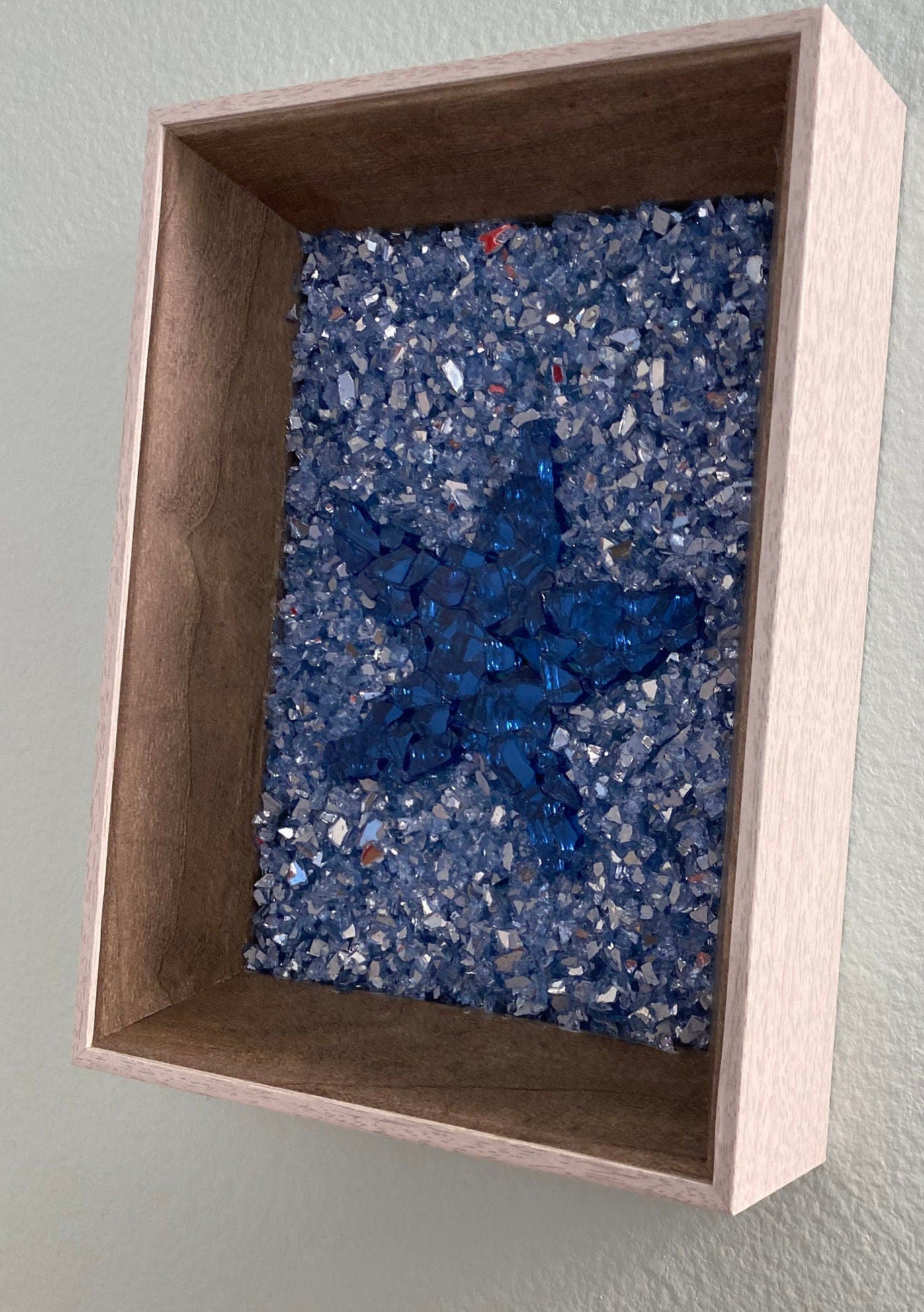 Brown and white framed fire glass and crushed ice sea star starfish