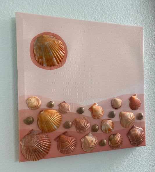Sunset Canvas with Orange Scallop Shells