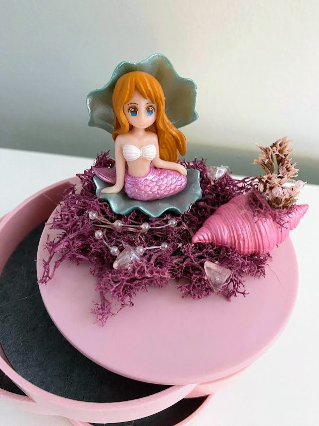 4 Tiered Pink Jewelry Box with Pink Mermaid
