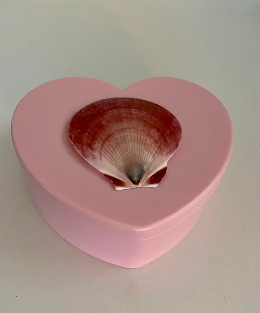 Pink Heart Jewelry Box with Scallop Shell