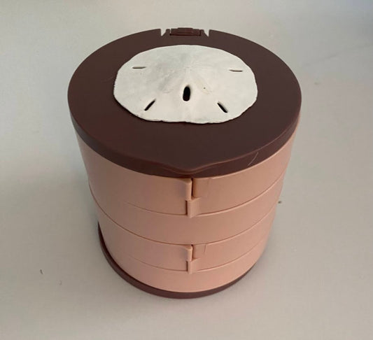 Pink and Maroon Multi-Compartment Sand Dollar Jewelry Box