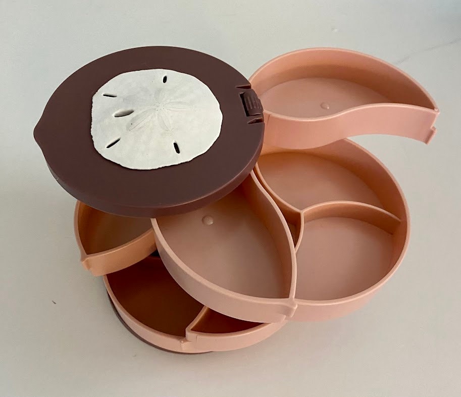 Pink and Maroon Multi-Compartment Sand Dollar Jewelry Box