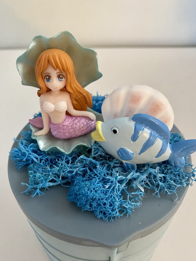 Blue Multi-compartment Jewelry Box with Mermaid