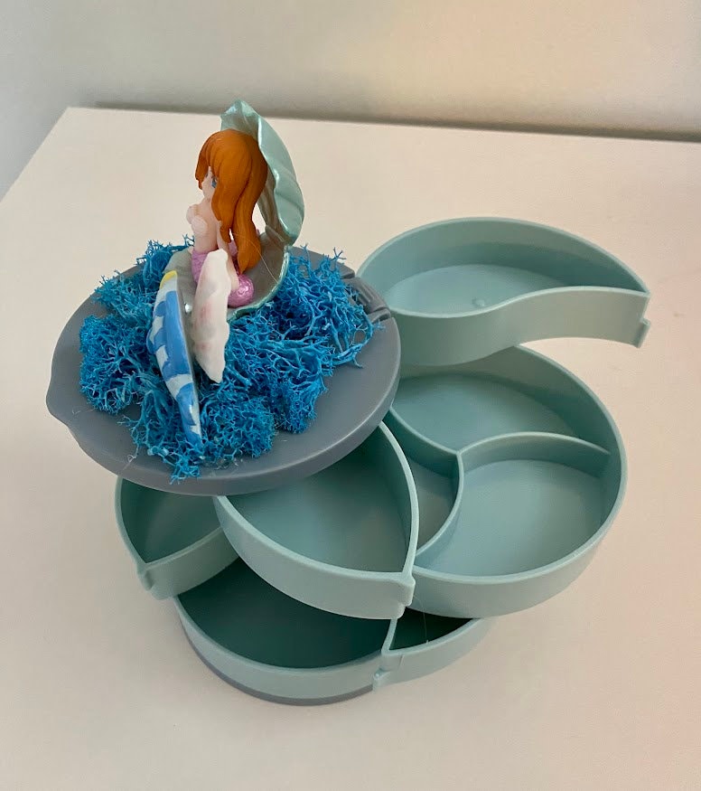 Blue Multi-compartment Jewelry Box with Mermaid