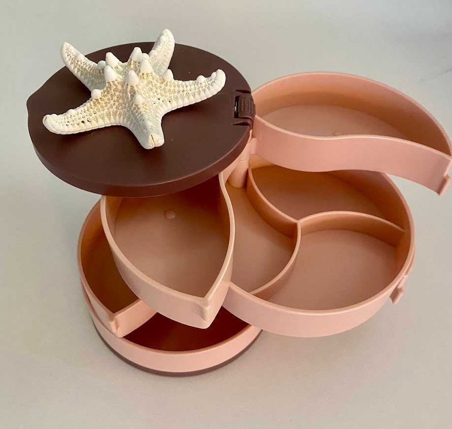 Pink and Maroon Multi-Compartment Starfish Jewelry Box